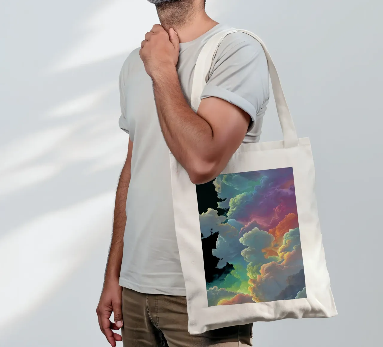 art colorful clouds borsa in juta da Keyn