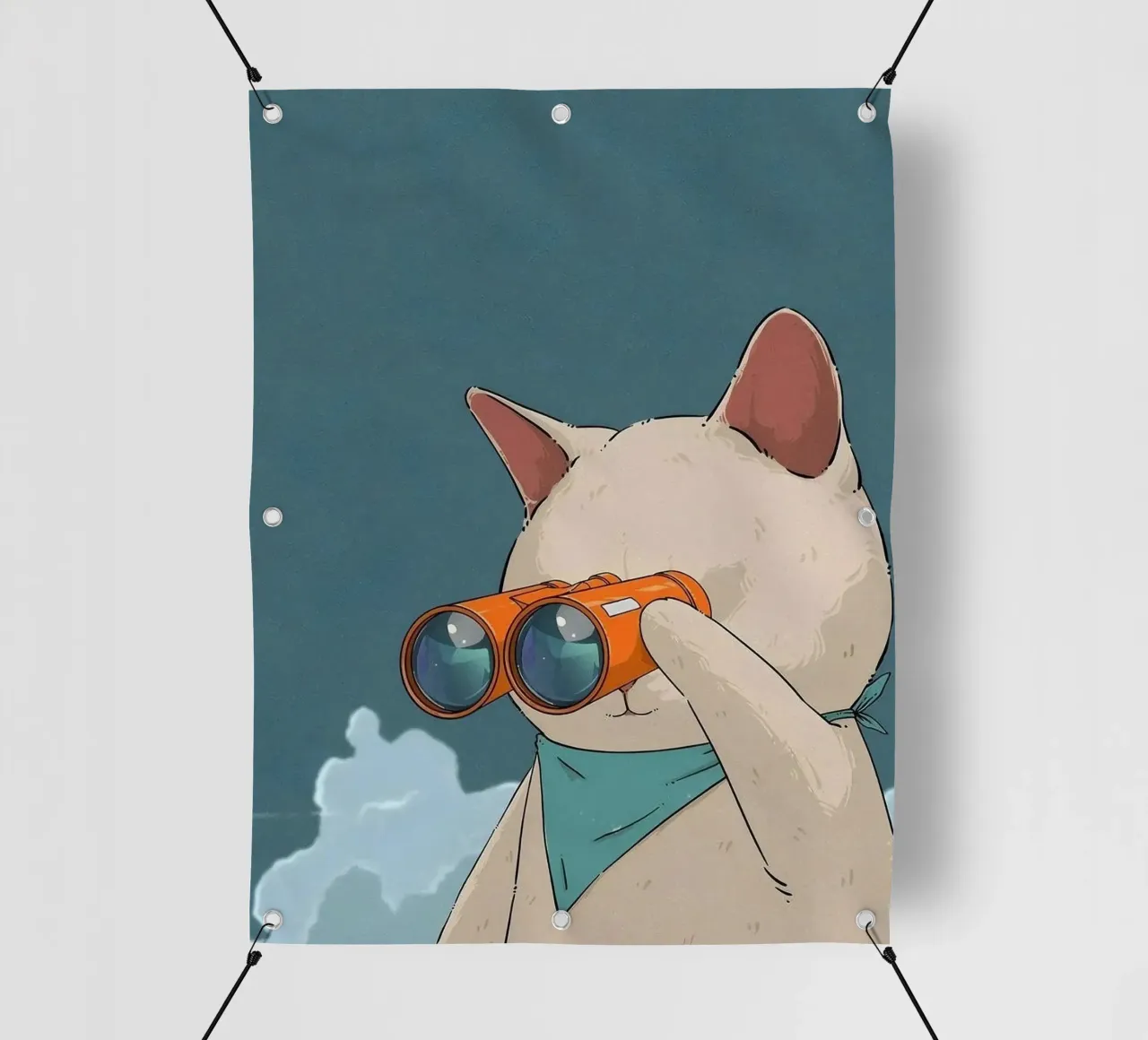 cat with binoculars in eye telo in pvc da andern