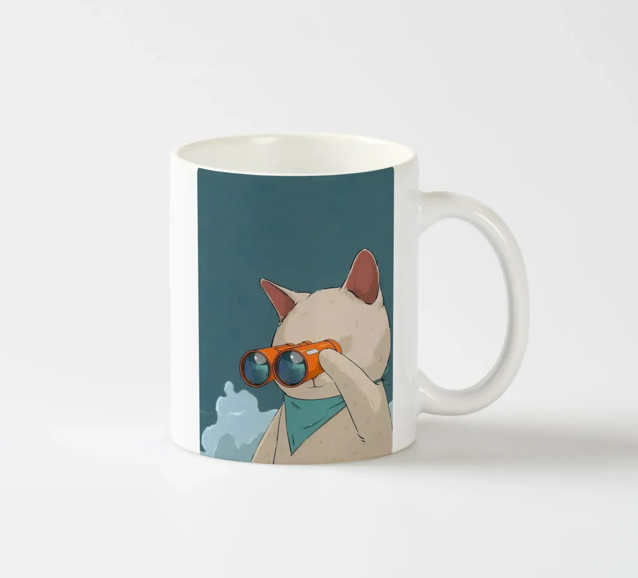 cat with binoculars in eye tazza in ceramica da andern