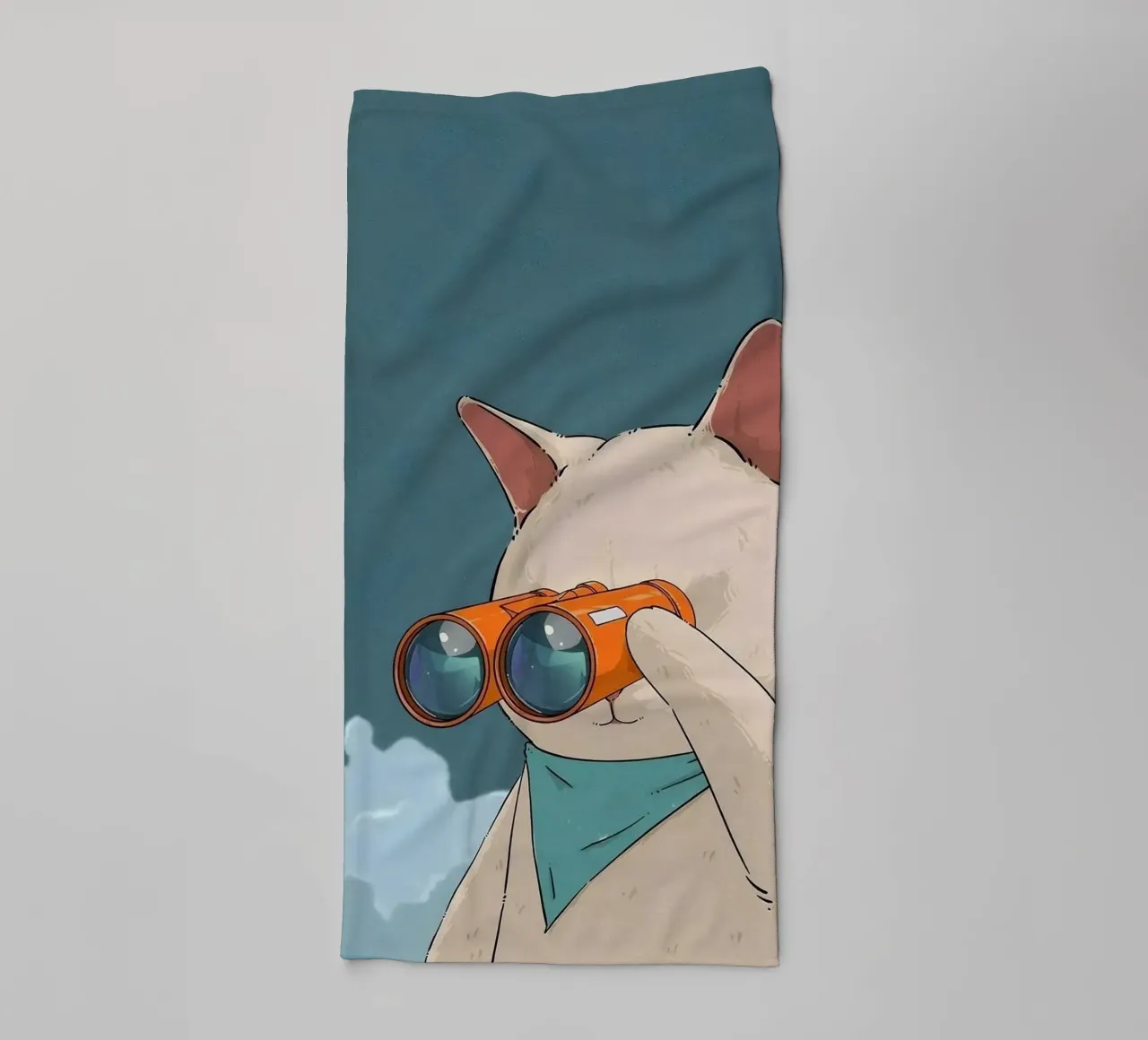 cat with binoculars in eye asciugamano da bagno da andern