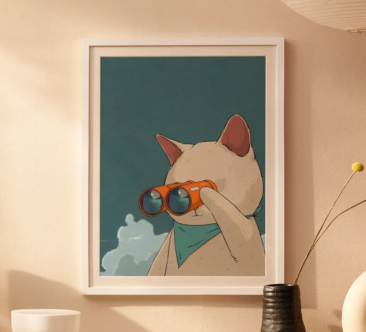 cat with binoculars in eye carta hahnemühle da andern