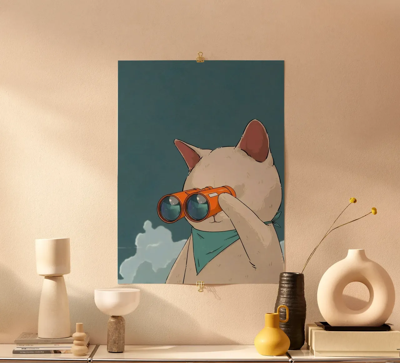 cat with binoculars in eye carta hahnemühle da andern