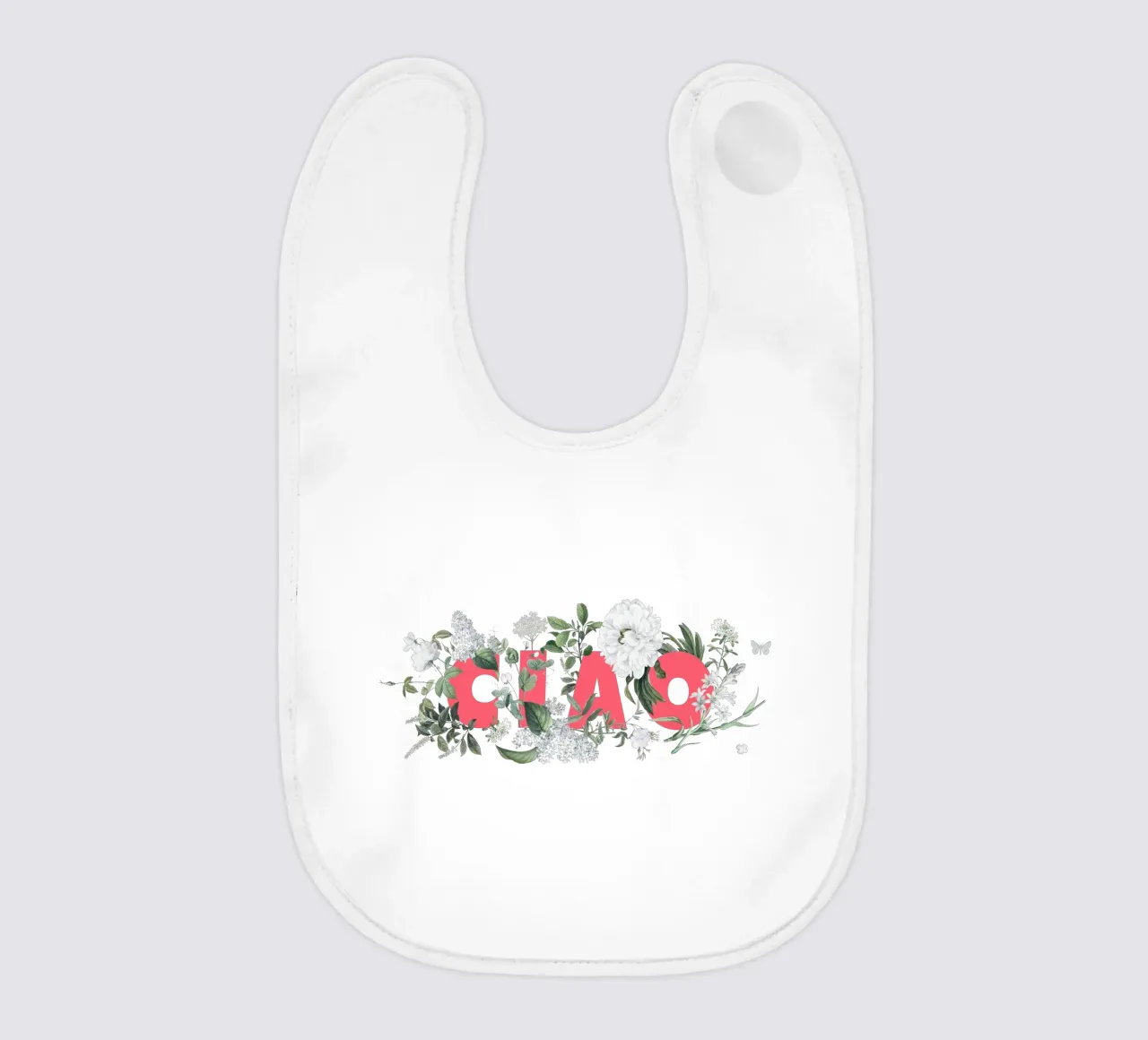Ciao Fiori e Insetti Rosso Bianco bavaglino da Studio Frances M