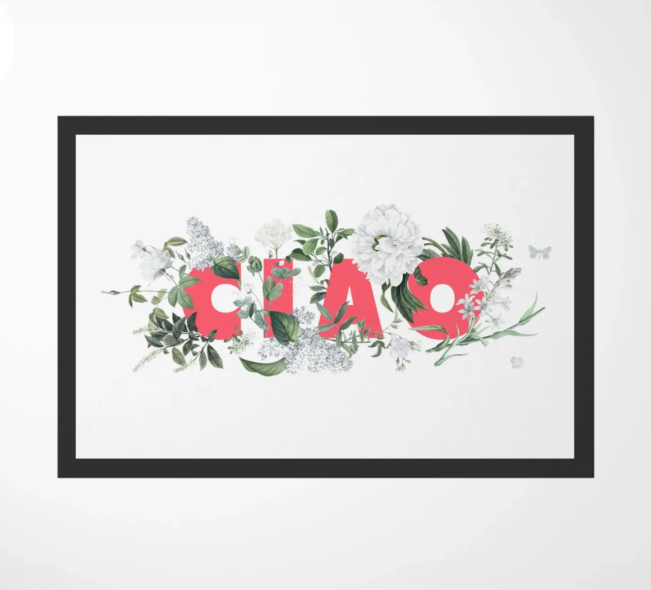 Ciao Fiori e Insetti Rosso Bianco zerbino da Studio Frances M