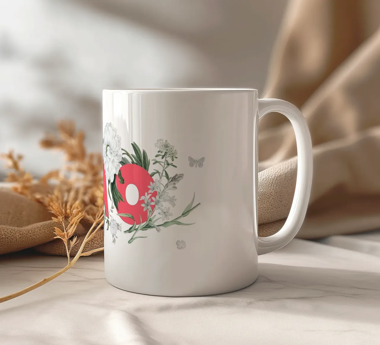 Ciao Fiori e Insetti Rosso Bianco tazza in ceramica da Studio Frances M