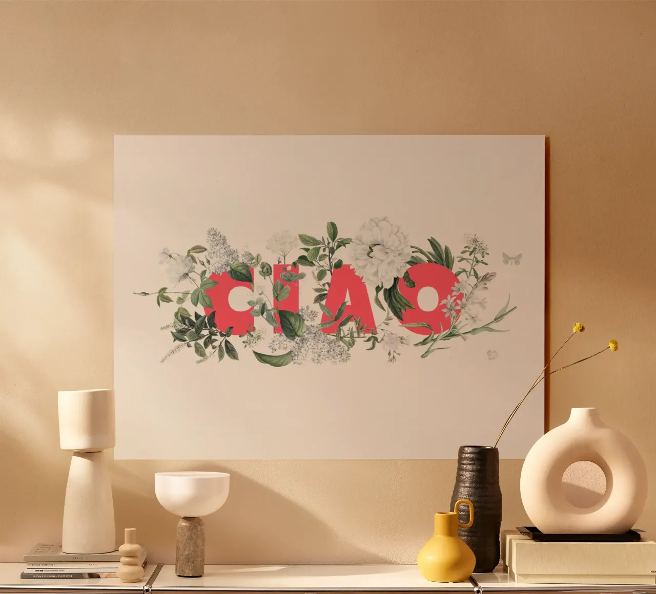 Ciao Fiori e Insetti Rosso Bianco plexiglass da Studio Frances M