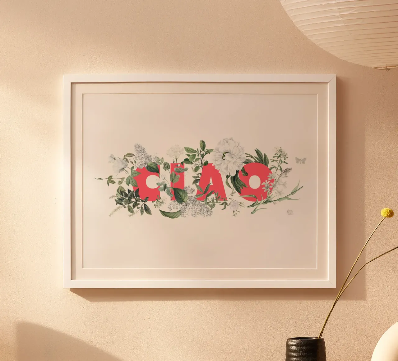 Ciao Fiori e Insetti Rosso Bianco carta hahnemühle da Studio Frances M