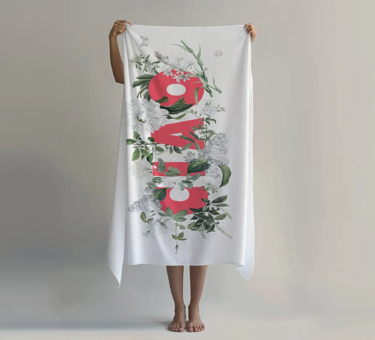 Ciao Fiori e Insetti Rosso Bianco telo mare da Studio Frances M