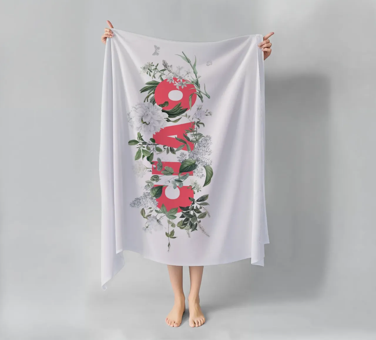 Ciao Fiori e Insetti Rosso Bianco telo mare da Studio Frances M