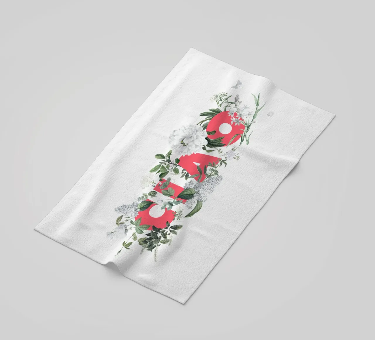 Ciao Fiori e Insetti Rosso Bianco telo mare da Studio Frances M