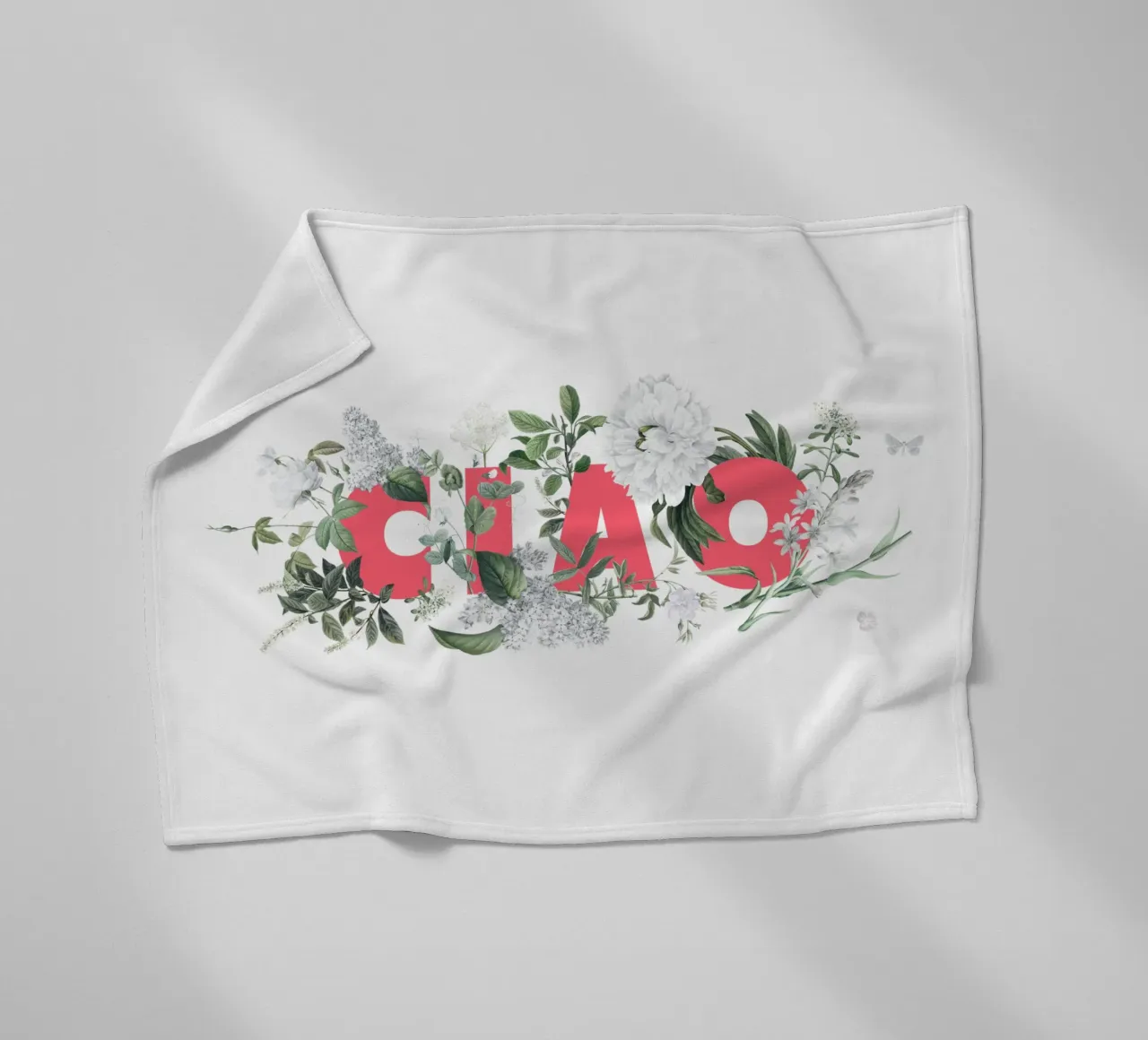 Ciao Fiori e Insetti Rosso Bianco coperta in pile da Studio Frances M