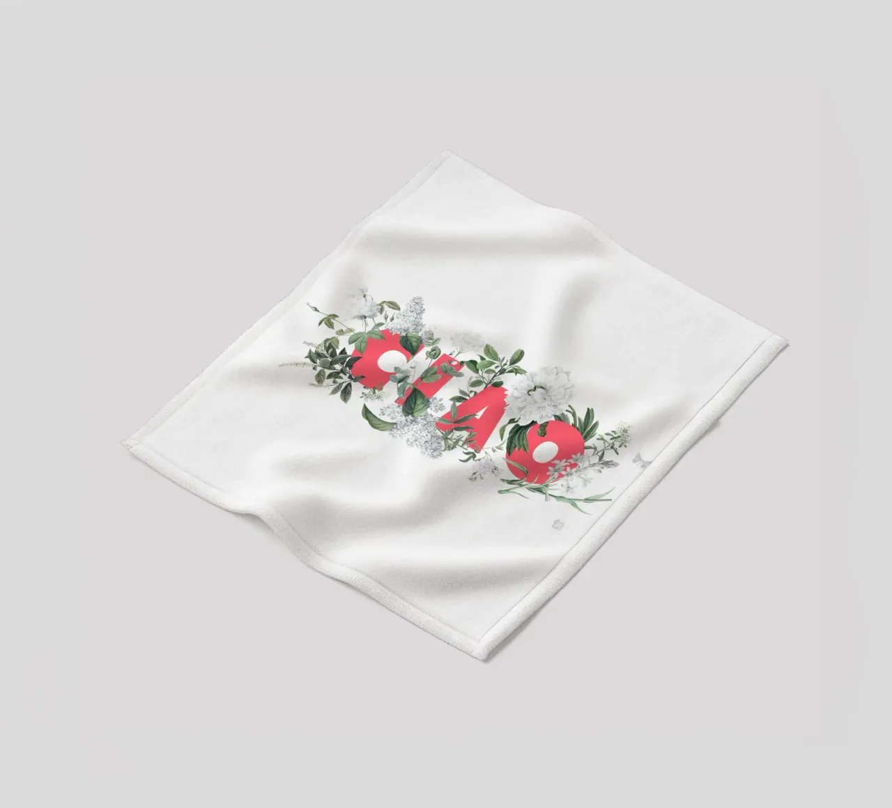 Ciao Fiori e Insetti Rosso Bianco coperta in pile da Studio Frances M