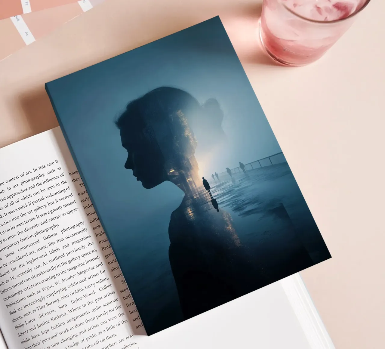 Introspective Journey – Surreal Double Exposure Woman's Port notebook by Synthaira