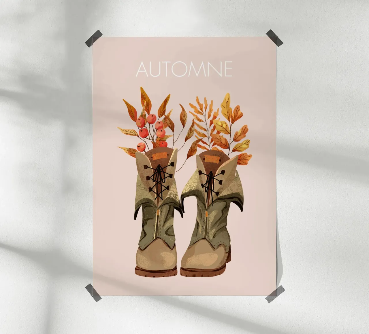 Bottes d'automne poster avec cadre en aluminium de Idées & Création