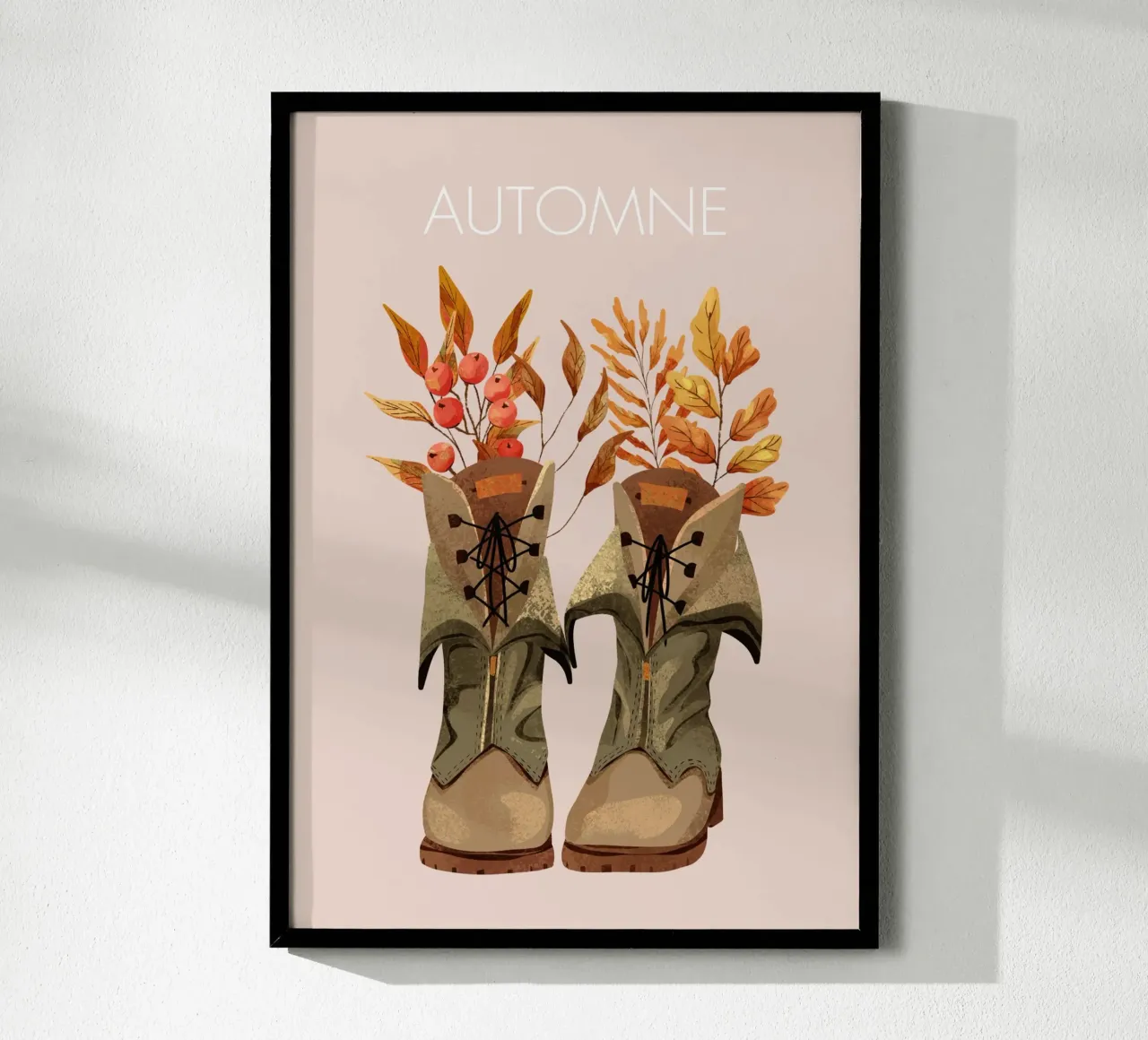 Bottes d'automne poster avec cadre en aluminium de Idées & Création