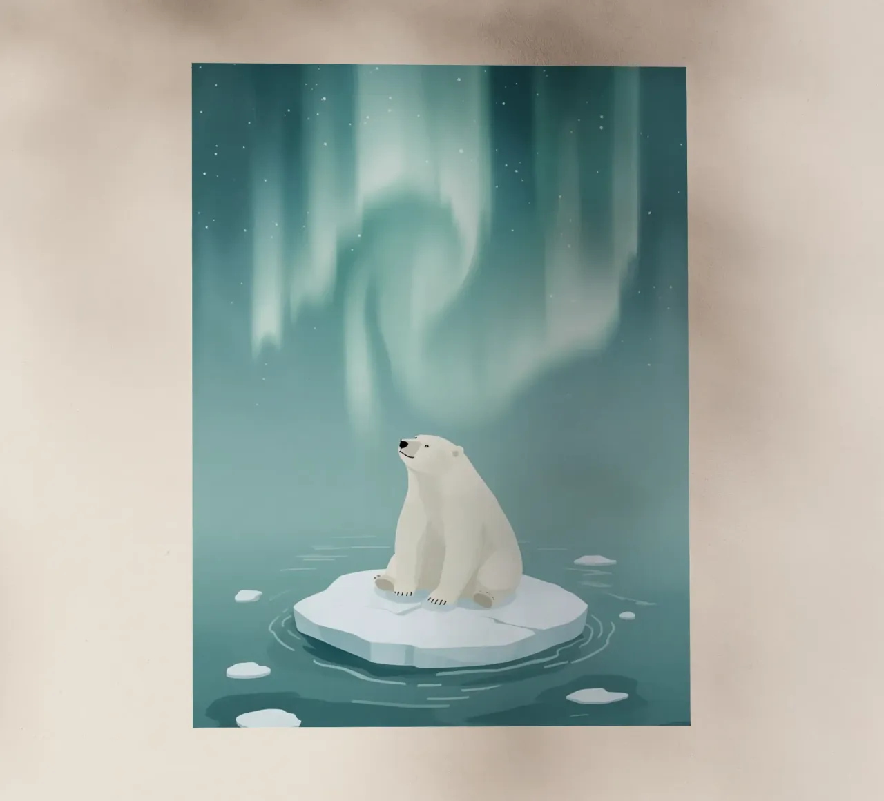 Orso polare sotto l'Aurora Boreale pellicola backlit da DesignDoodle