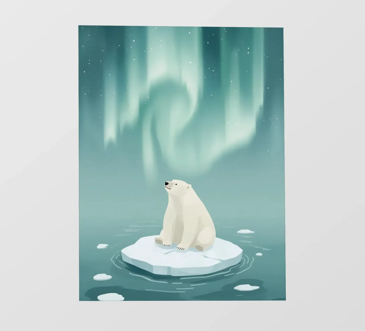 Orso polare sotto l'Aurora Boreale pellicola backlit da DesignDoodle