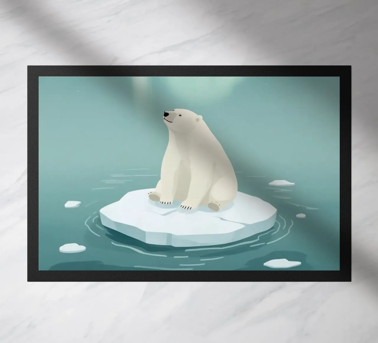 Orso polare sotto l'Aurora Boreale zerbino da DesignDoodle