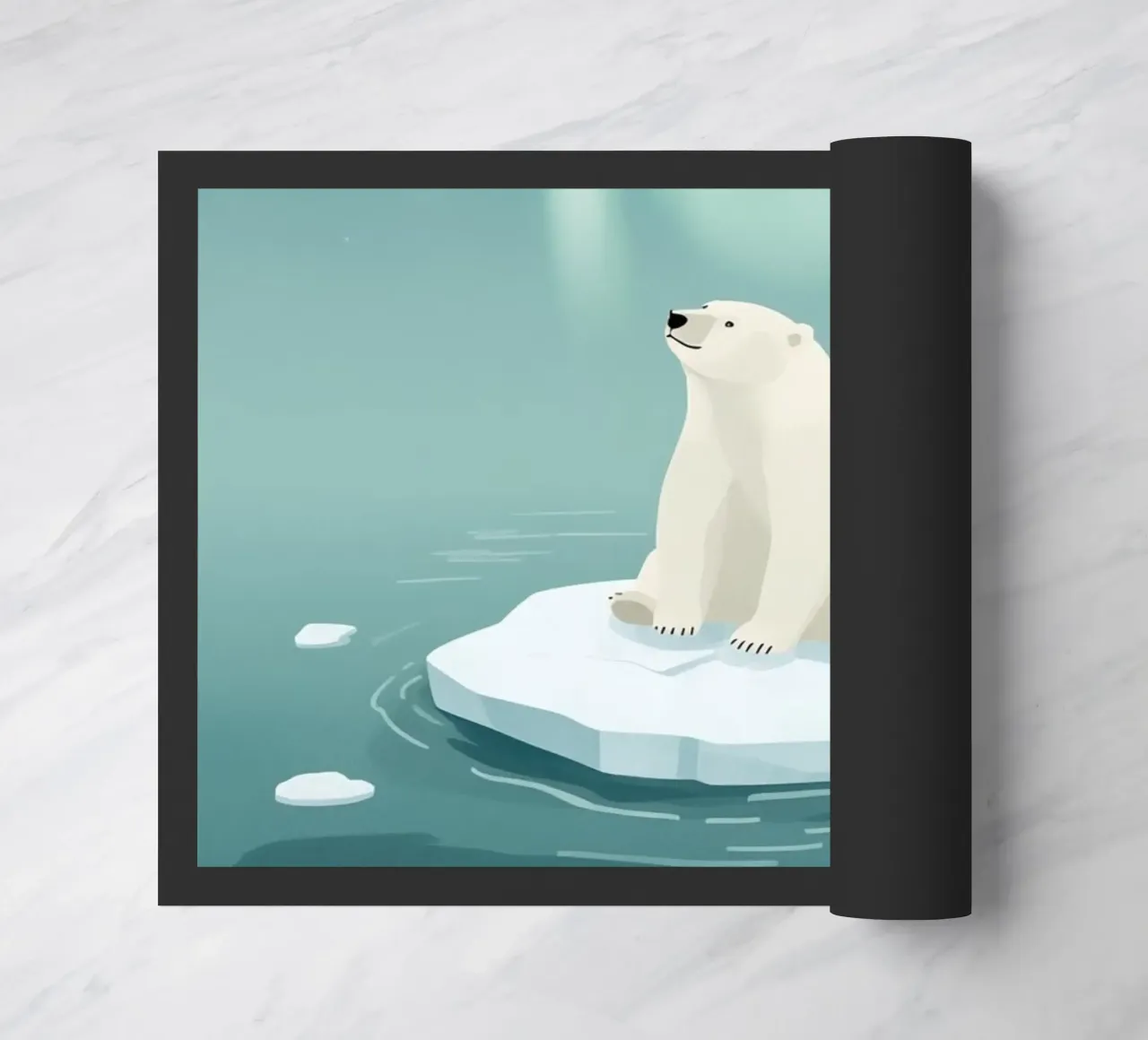Orso polare sotto l'Aurora Boreale zerbino da DesignDoodle