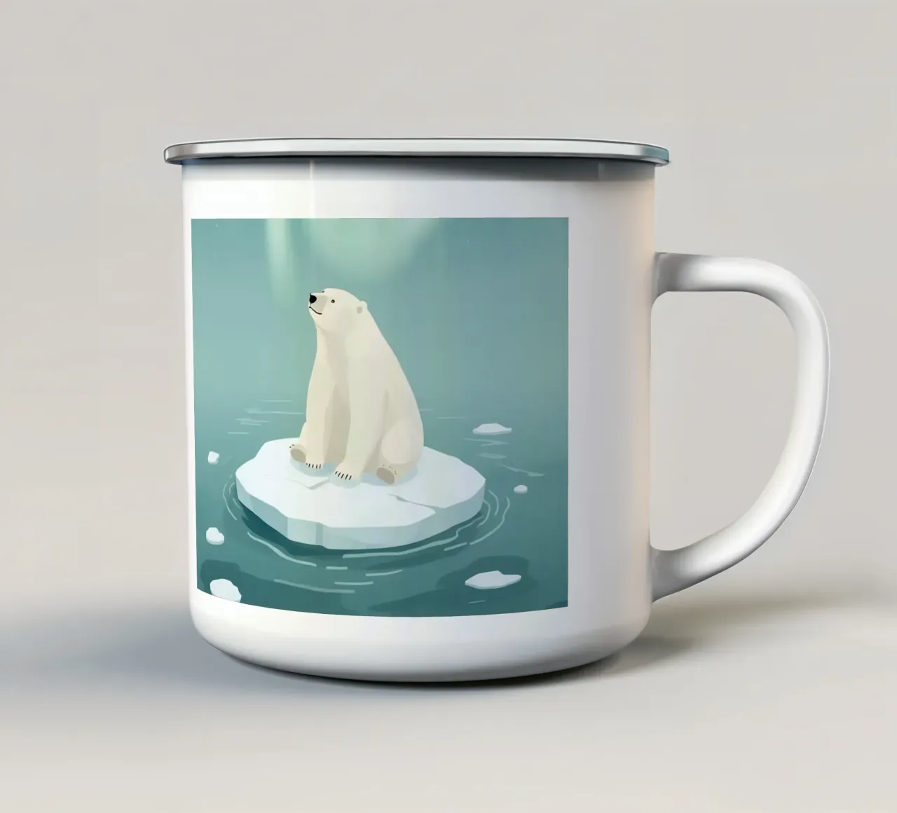 Orso polare sotto l'Aurora Boreale tazza in smalto da DesignDoodle
