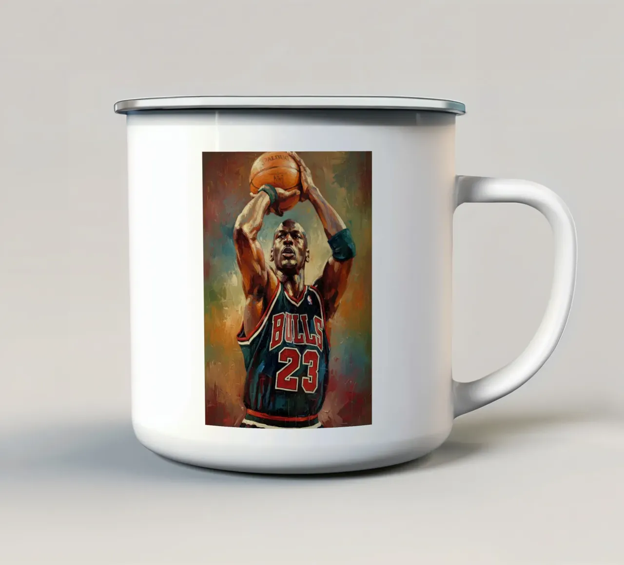 Michael Jordan abstracte kunst emaille mok van Lembayung art