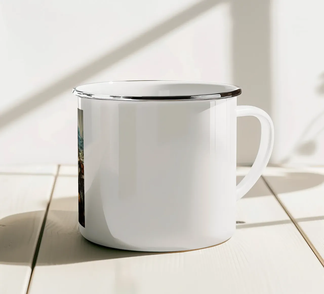 Coffee break at the Louvre enamel mug by M-Ulrich-Digital Art