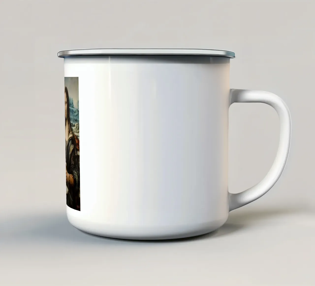 Pausa café en el Louvre taza de esmalte de M-Ulrich-Digital Art