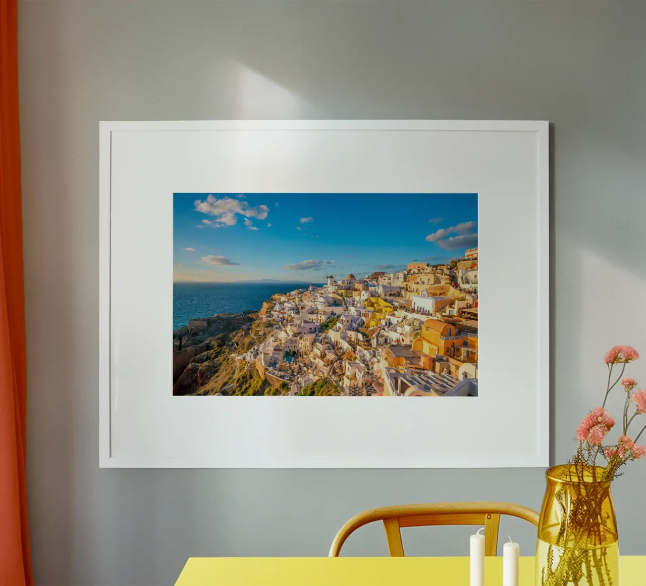 Ora d'oro su Oia e i mulini a vento, Santorini, Grecia carta hahnemühle da Wanderlust Vibes