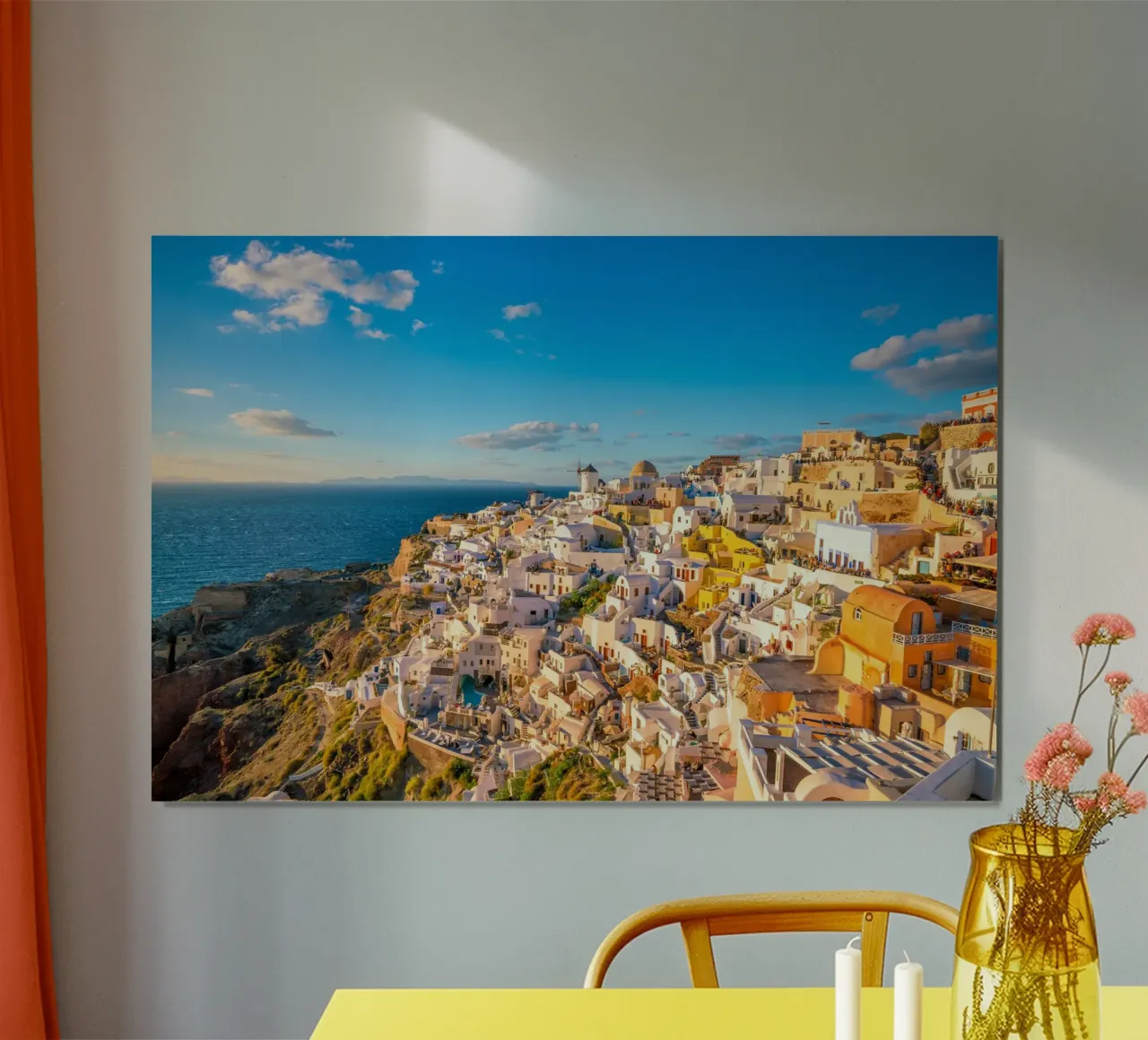 Ora d'oro su Oia e i mulini a vento, Santorini, Grecia carta hahnemühle da Wanderlust Vibes