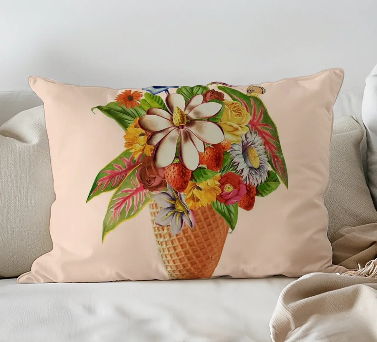 Gelato rosa botanico cuscino da Charlotte Gagnon