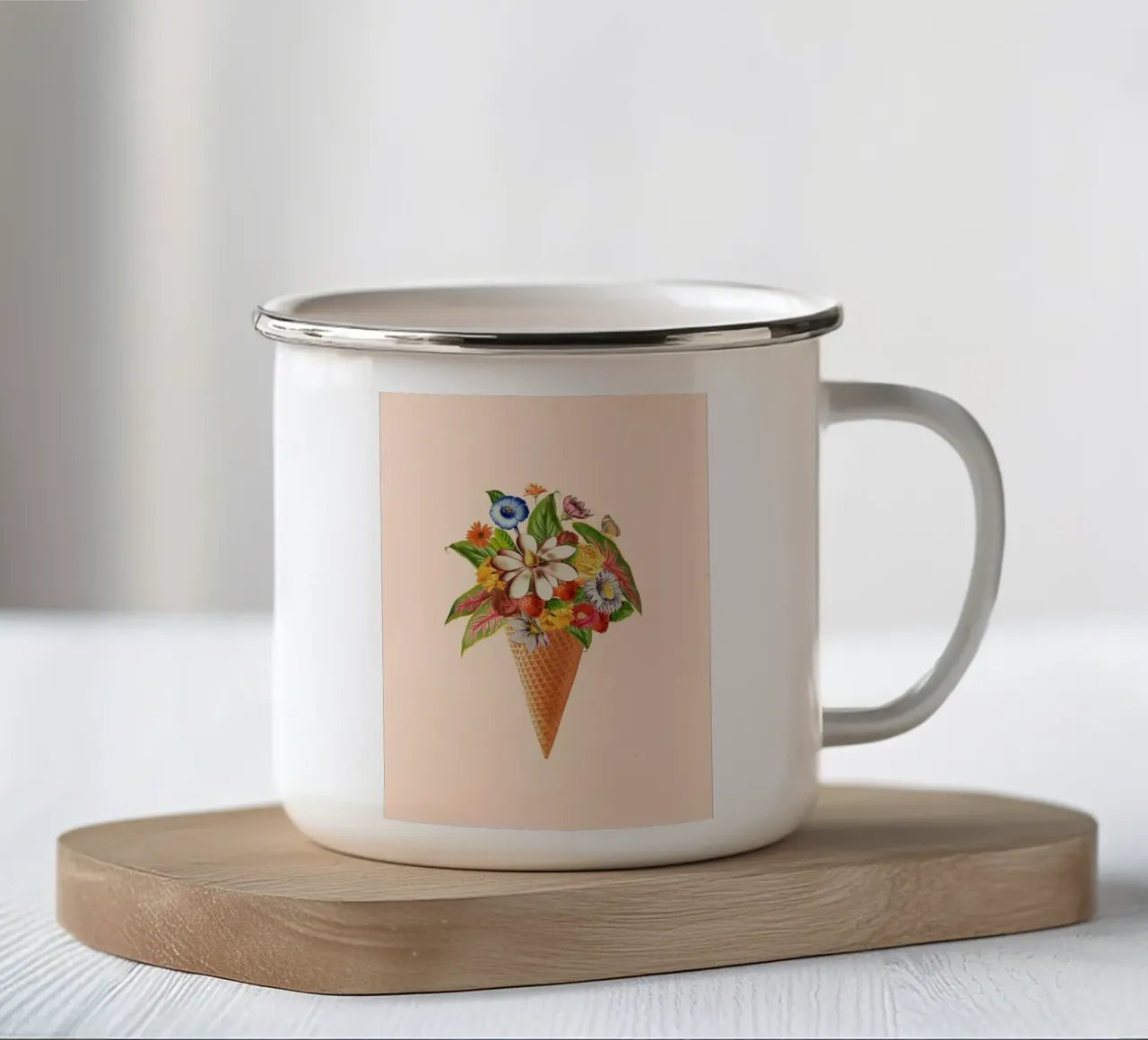 Gelato rosa botanico tazza in smalto da Charlotte Gagnon