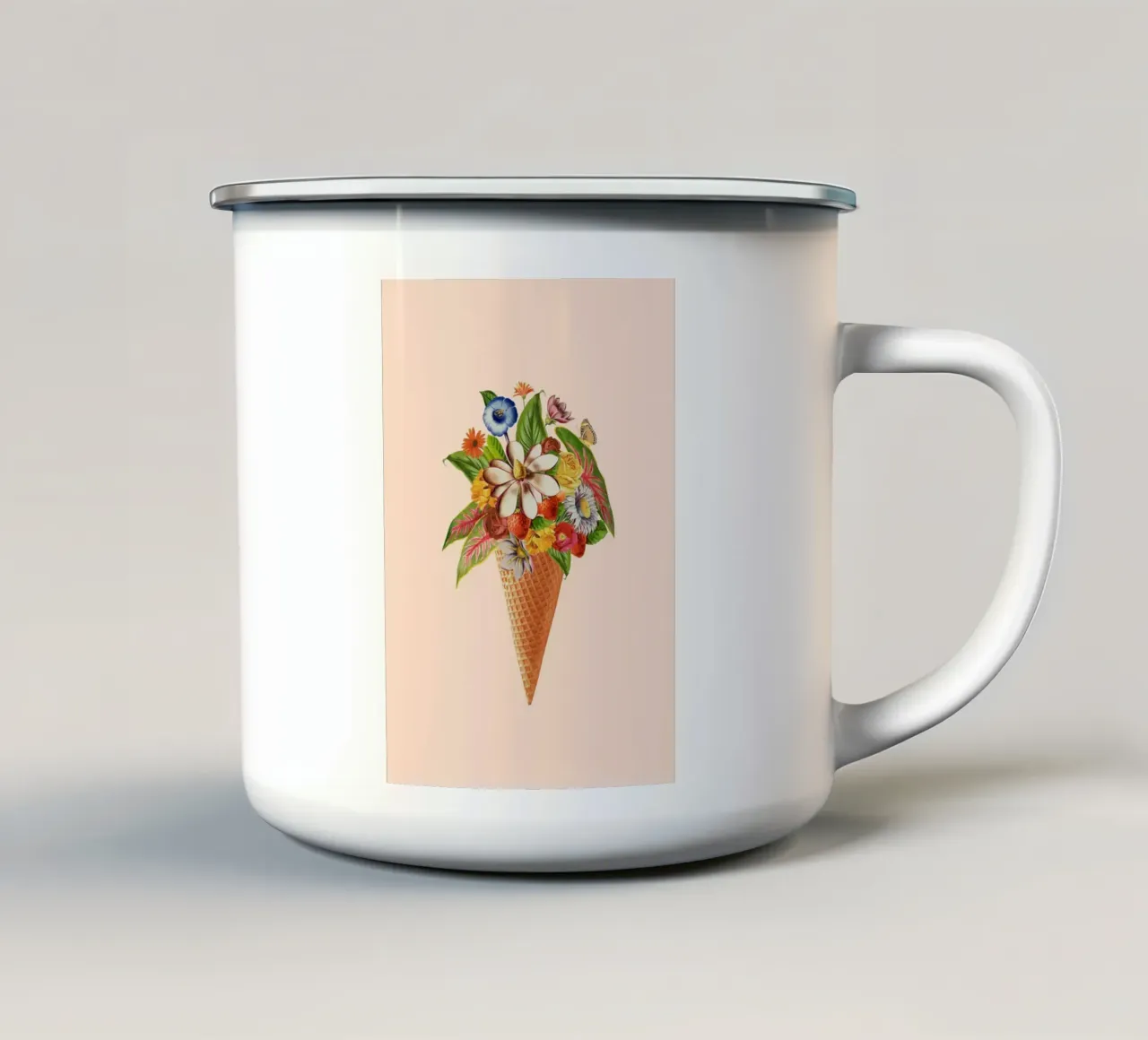 Gelato rosa botanico tazza in smalto da Charlotte Gagnon