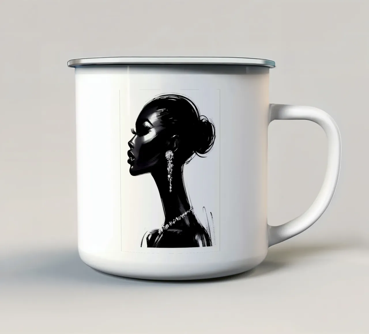 RITRATTO DI PROFILO DI MODA tazza in smalto da ARTOMATIC