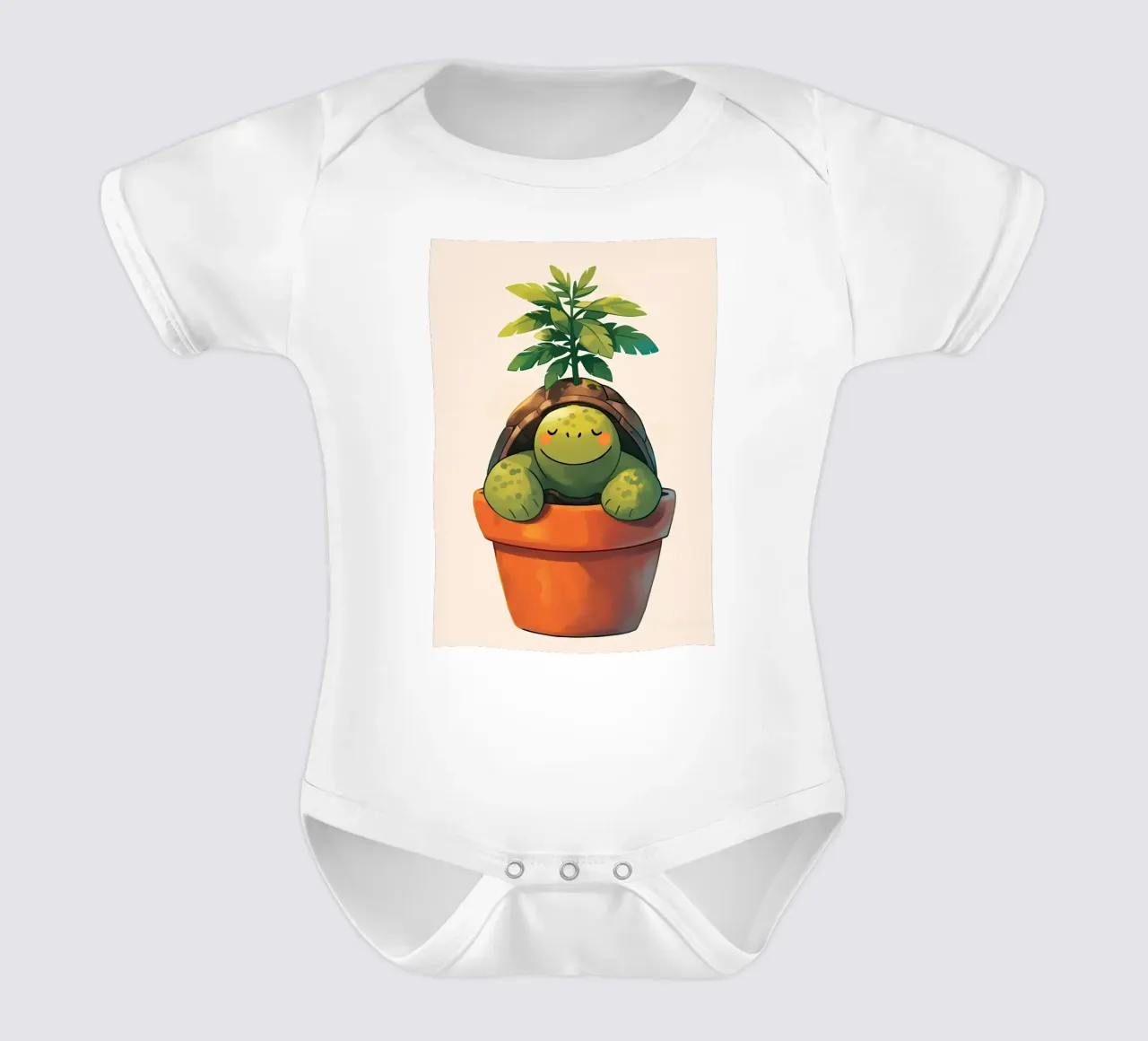 Pianta in vaso Happy Turtle body neonato maniche corte da Charlotte Gagnon