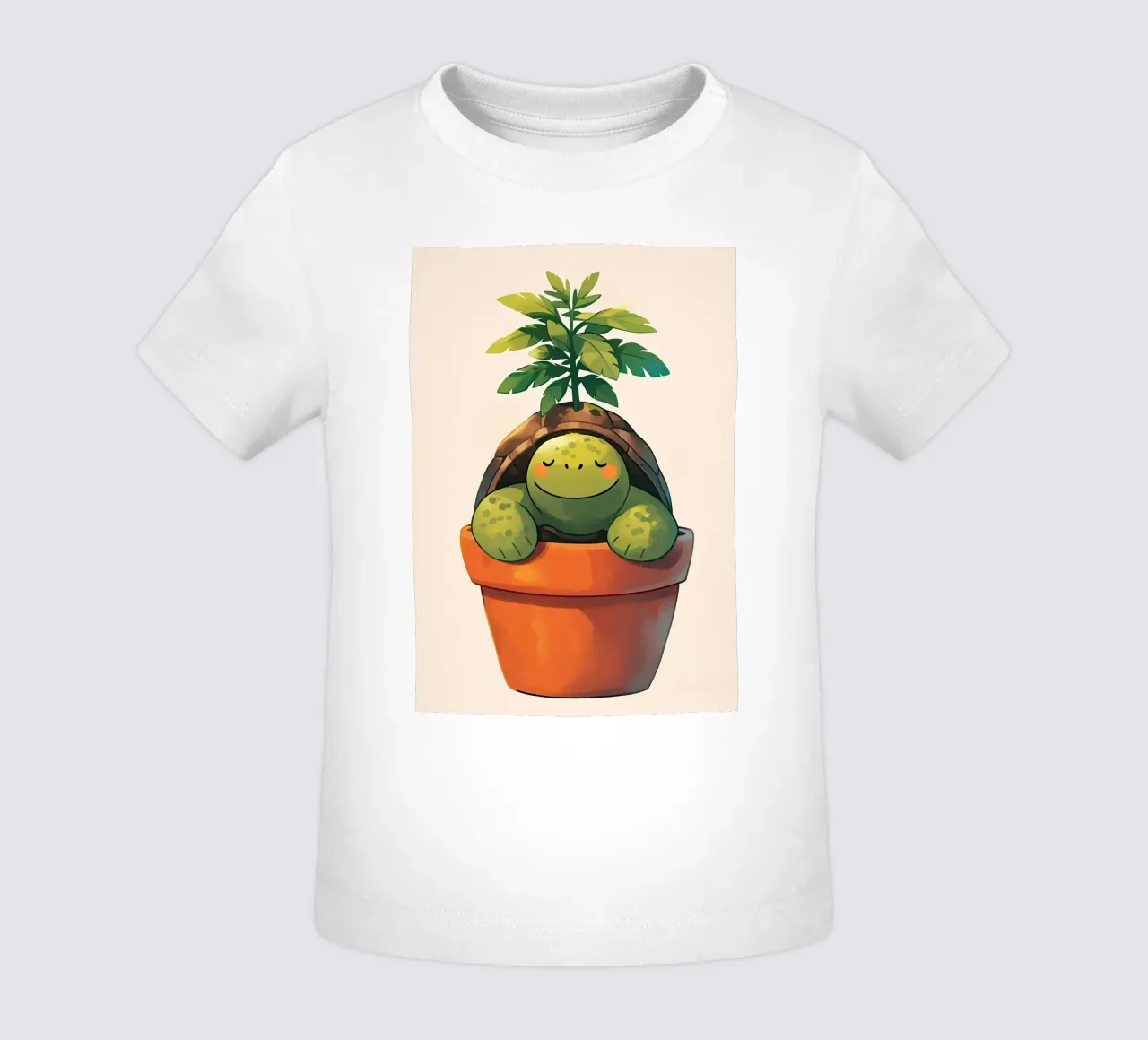 Pianta in vaso Happy Turtle maglietta neonato da Charlotte Gagnon