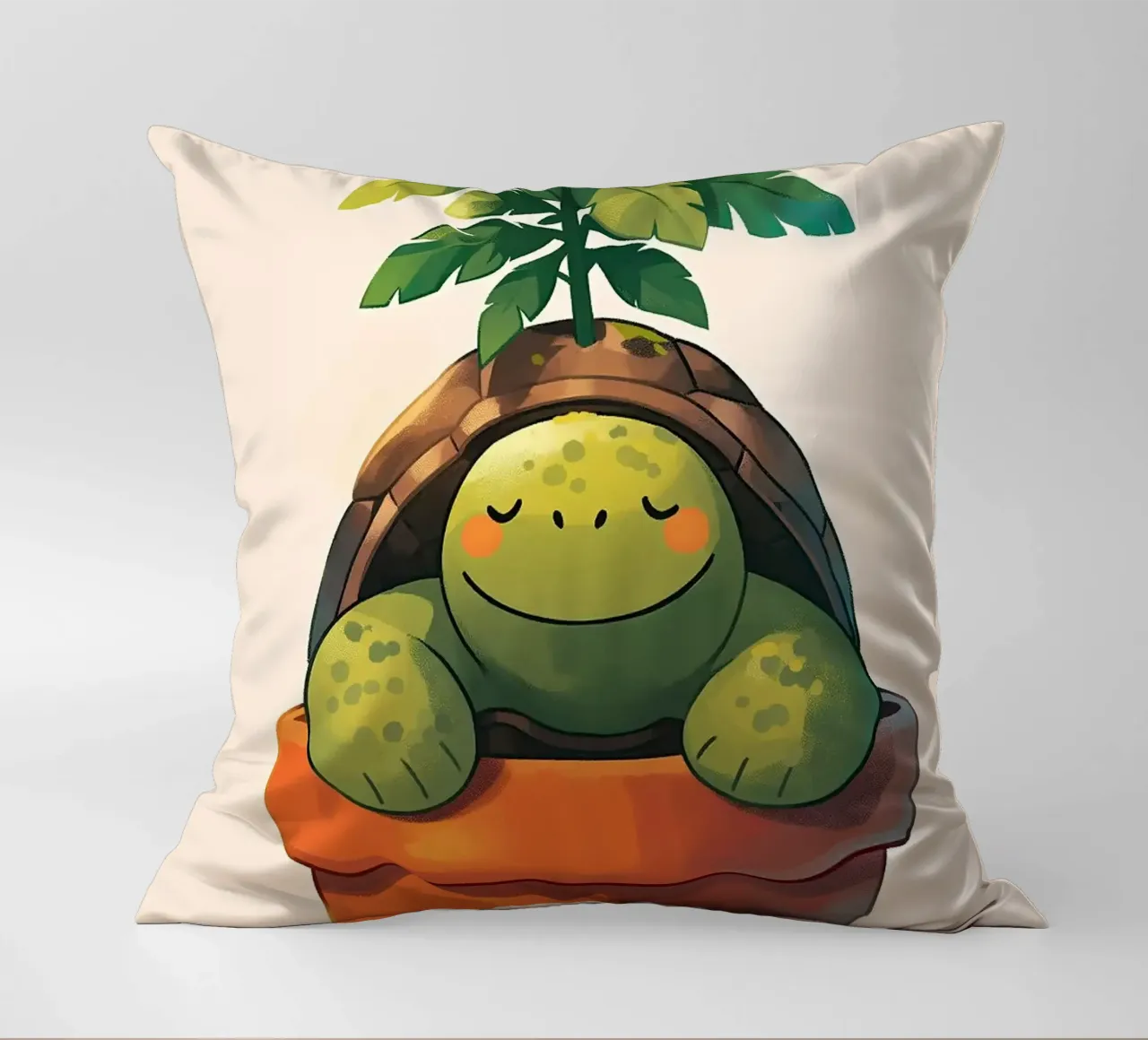Pianta in vaso Happy Turtle cuscino da Charlotte Gagnon