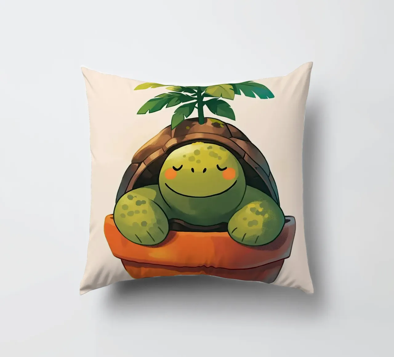 Pianta in vaso Happy Turtle cuscino da Charlotte Gagnon