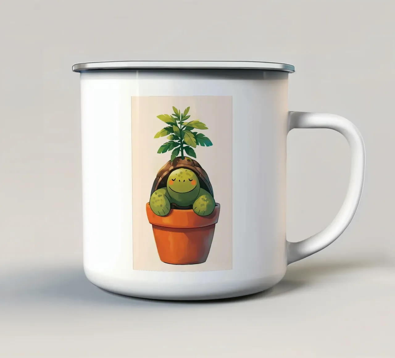 Pianta in vaso Happy Turtle tazza in smalto da Charlotte Gagnon