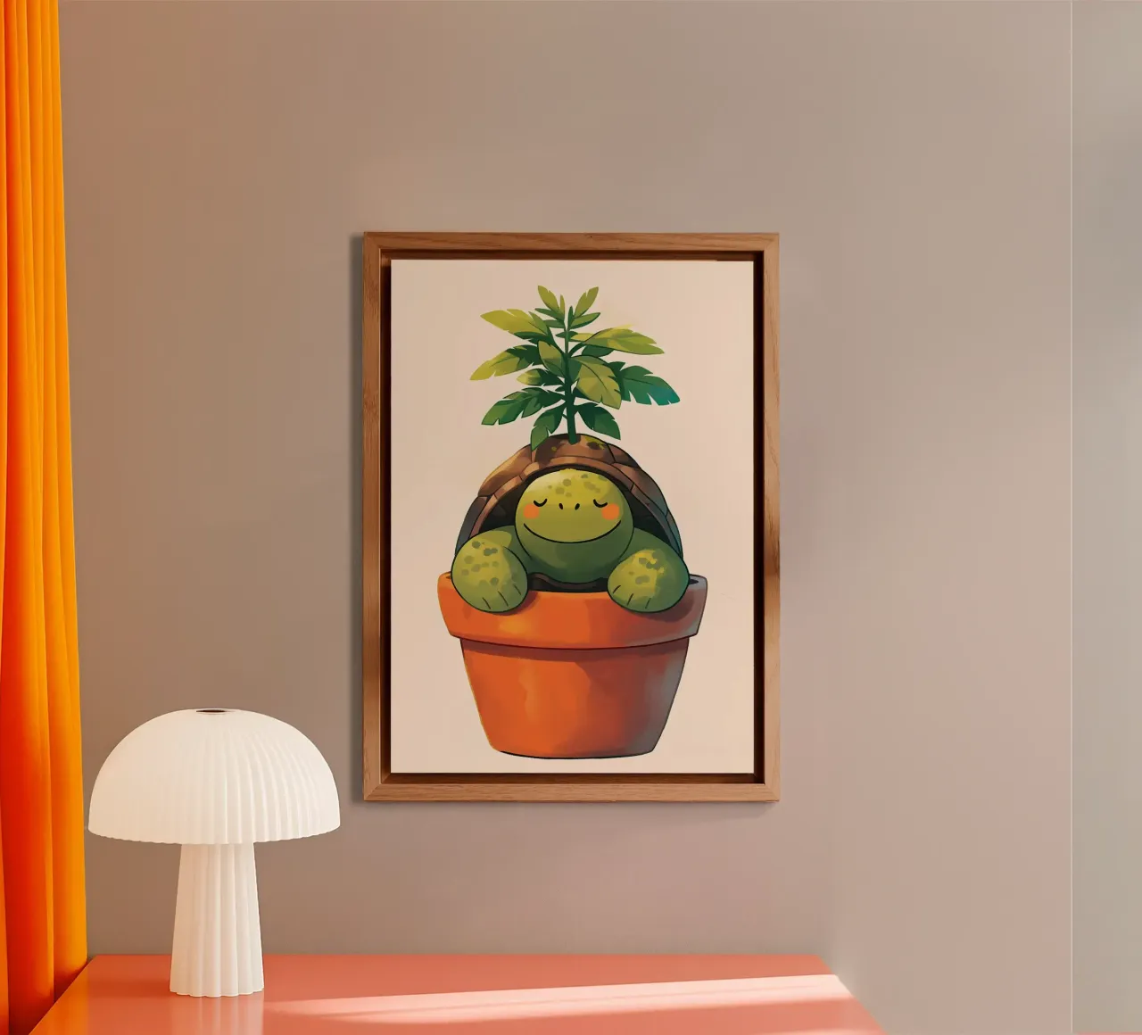 Pianta in vaso Happy Turtle alluminio dibond da Charlotte Gagnon