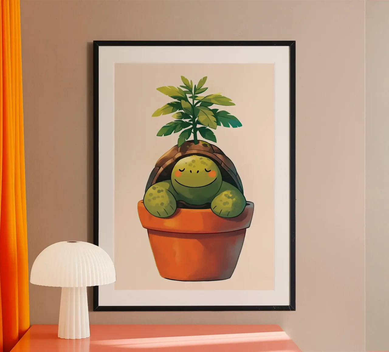 Pianta in vaso Happy Turtle carta hahnemühle da Charlotte Gagnon