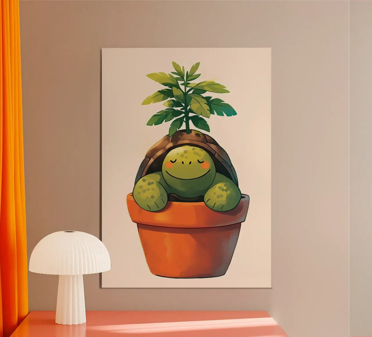 Pianta in vaso Happy Turtle carta hahnemühle da Charlotte Gagnon