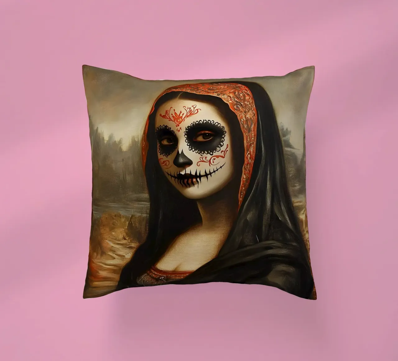 Monna Lisa per celebrare i morti cuscino da M-Ulrich-Digital Art