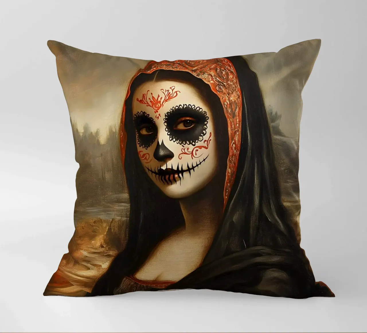 Monna Lisa per celebrare i morti cuscino da M-Ulrich-Digital Art