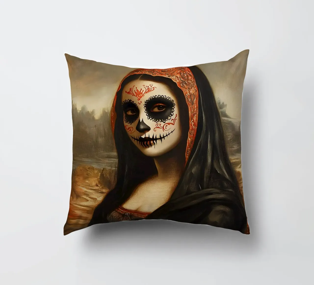 Monna Lisa per celebrare i morti cuscino da M-Ulrich-Digital Art