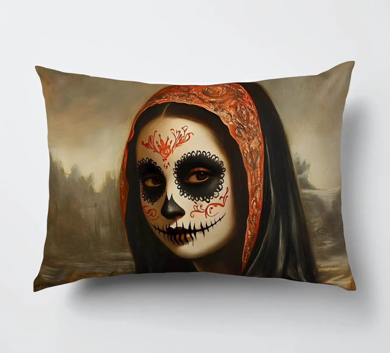 Monna Lisa per celebrare i morti cuscino da M-Ulrich-Digital Art
