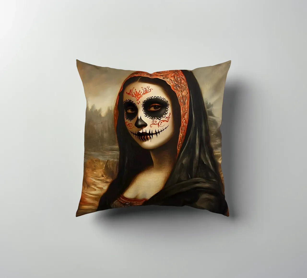 Monna Lisa per celebrare i morti cuscino da M-Ulrich-Digital Art