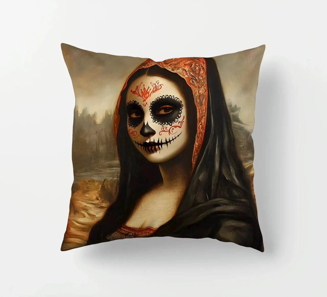 Monna Lisa per celebrare i morti cuscino da M-Ulrich-Digital Art