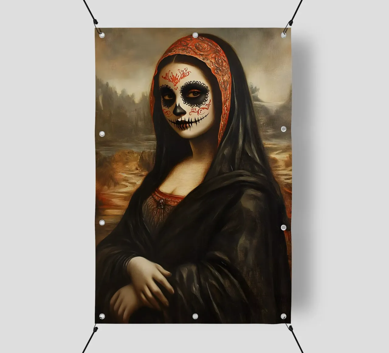 Monna Lisa per celebrare i morti telo in pvc da M-Ulrich-Digital Art
