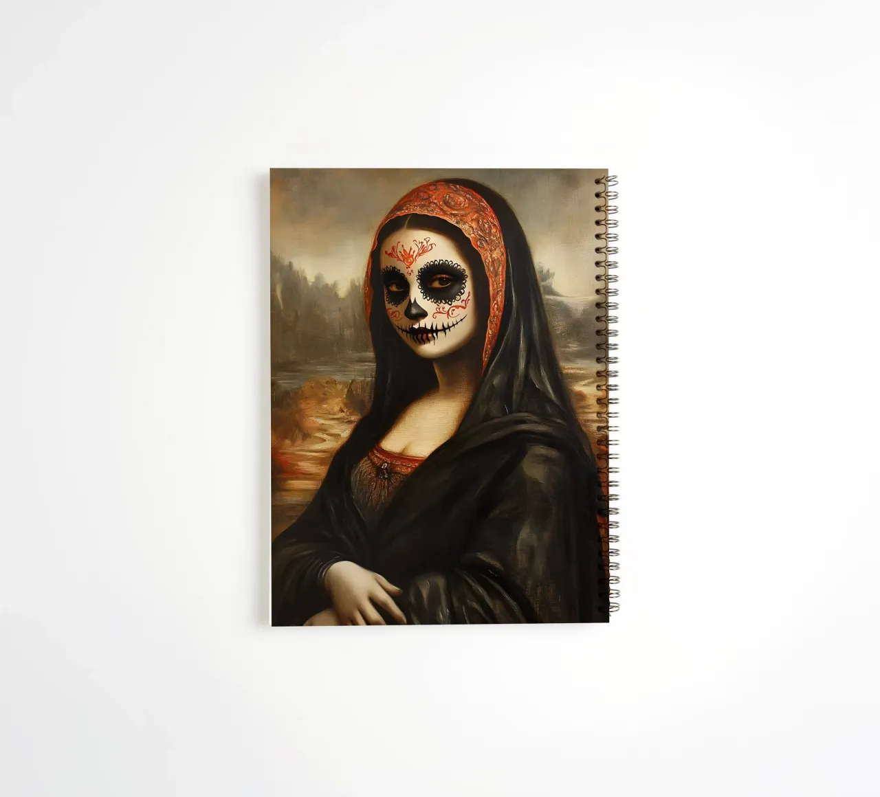 Mona Lisa to celebrate the dead spiral notebook by M-Ulrich-Digital Art