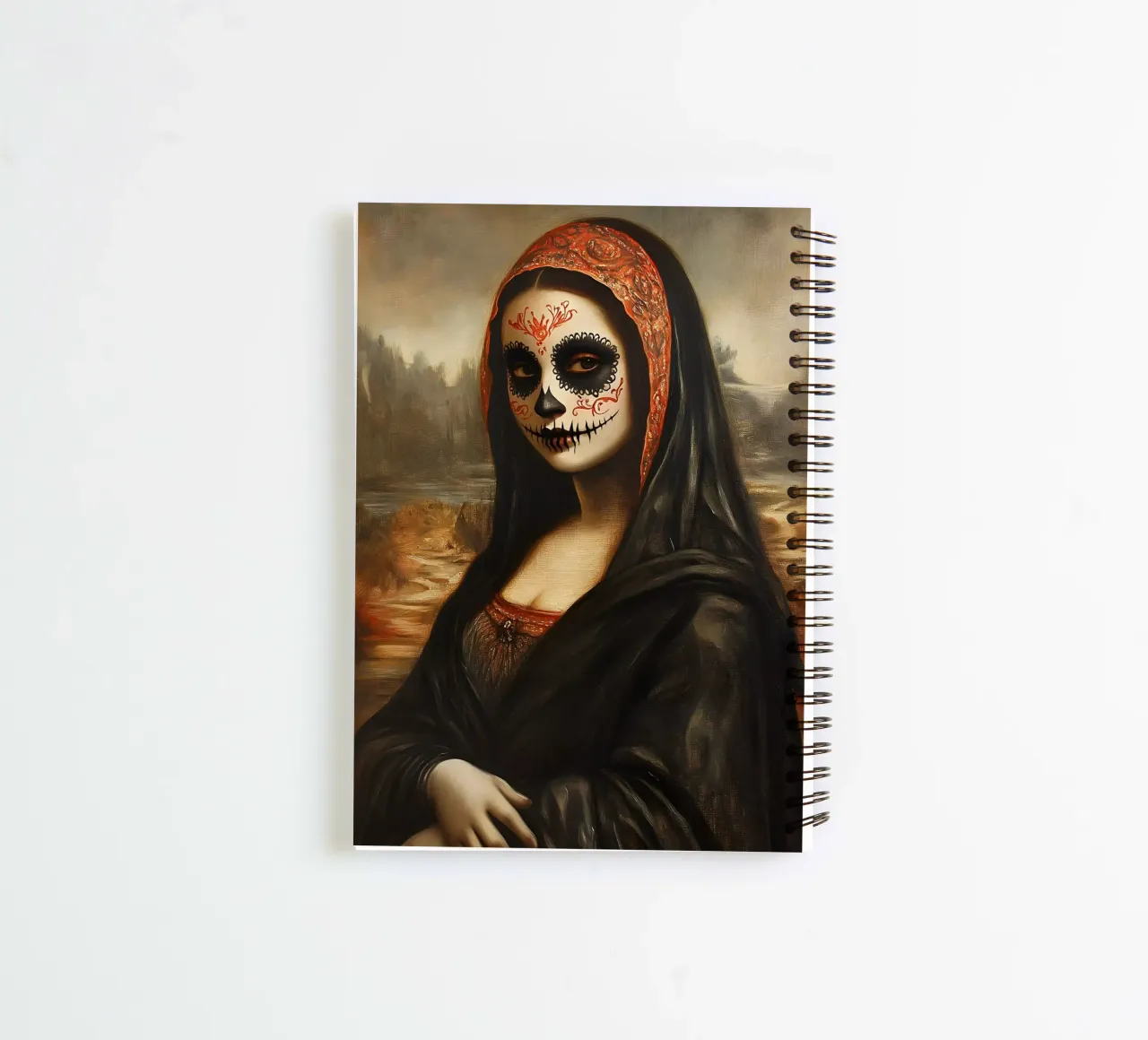 Mona Lisa to celebrate the dead spiral notebook by M-Ulrich-Digital Art